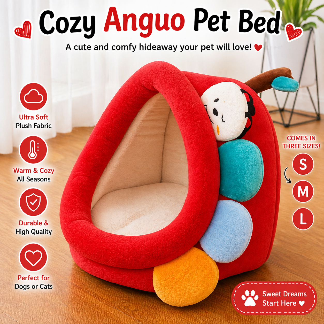 Sevyn & Hevyn New Cartoon Cute Four Seasons Pet Bed with PP Cotton