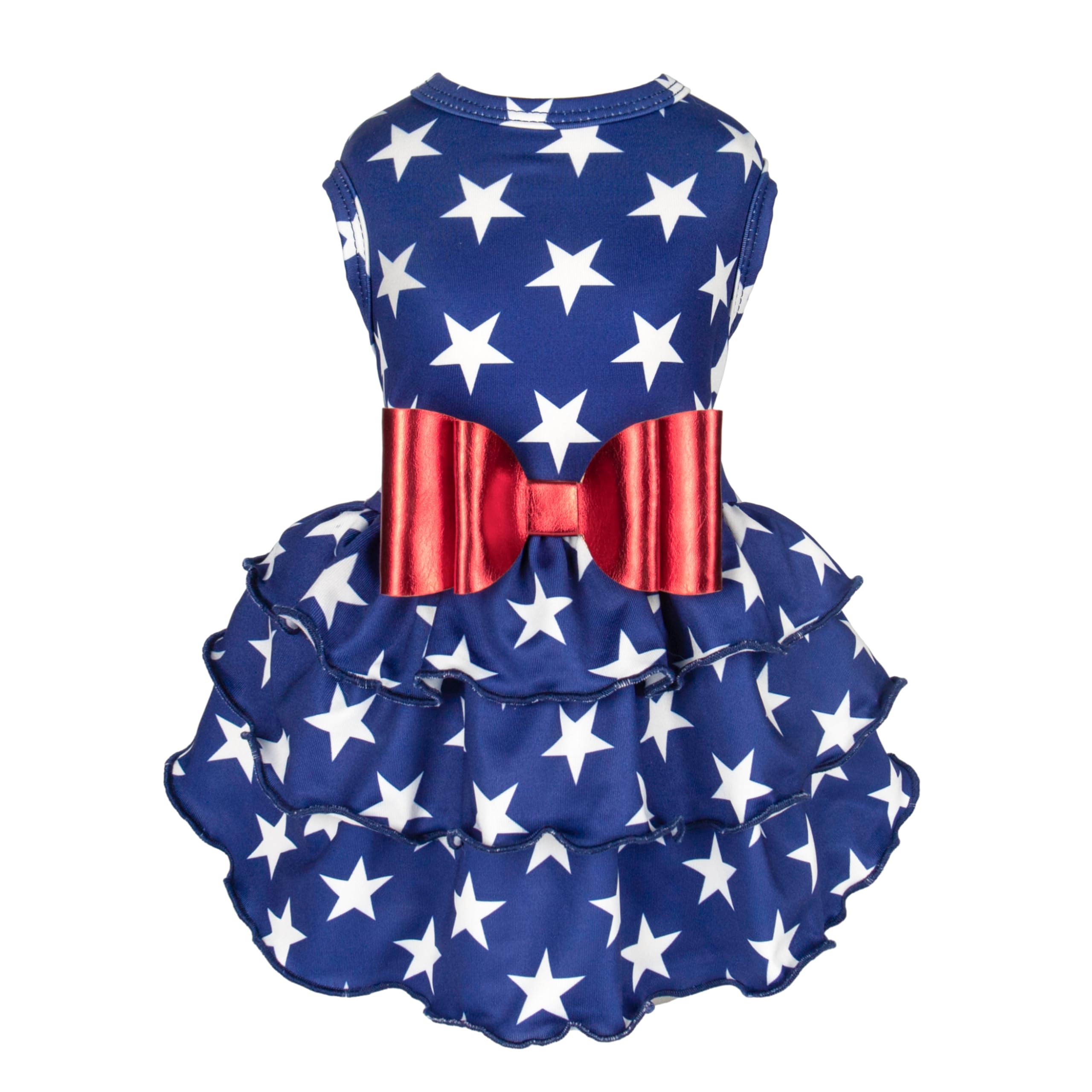 Sevyn & Hevyn Star Tiered Ruffle Dog Dress 4th of July Dog Clothes for Small Dogs Girl Patriotic Dog Summer Dress Pet Outfit Royal Blue Red White Small