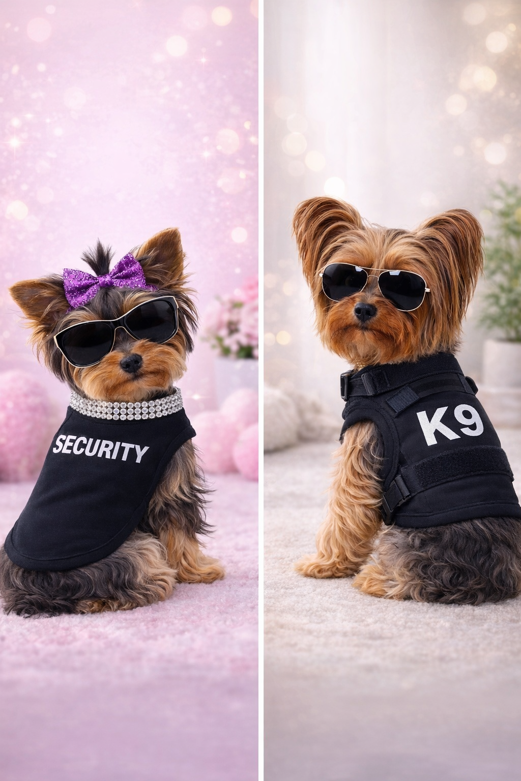 Sevyn & Hevyn 4 Pieces Dog Shirts for Small Dogs Dog Shirts Dog Tshirt Puppy Clothes for Small Dogs Yorkie Clothes Chihuahua Clothes Black Security Shirt （Small）