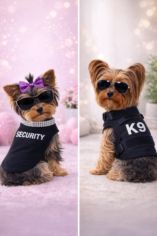 Sevyn & Hevyn 4 Pieces Dog Shirts for Small Dogs Dog Shirts Dog Tshirt Puppy Clothes for Small Dogs Yorkie Clothes Chihuahua Clothes Black Security Shirt （Small）