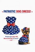 Sevyn & Hevyn Star Tiered Ruffle Dog Dress 4th of July Dog Clothes for Small Dogs Girl Patriotic Dog Summer Dress Pet Outfit Royal Blue Red White Small