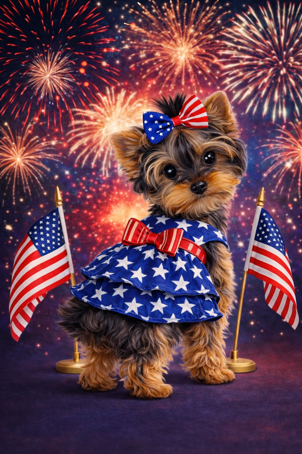 Sevyn & Hevyn Star Tiered Ruffle Dog Dress 4th of July Dog Clothes for Small Dogs Girl Patriotic Dog Summer Dress Pet Outfit Royal Blue Red White Small