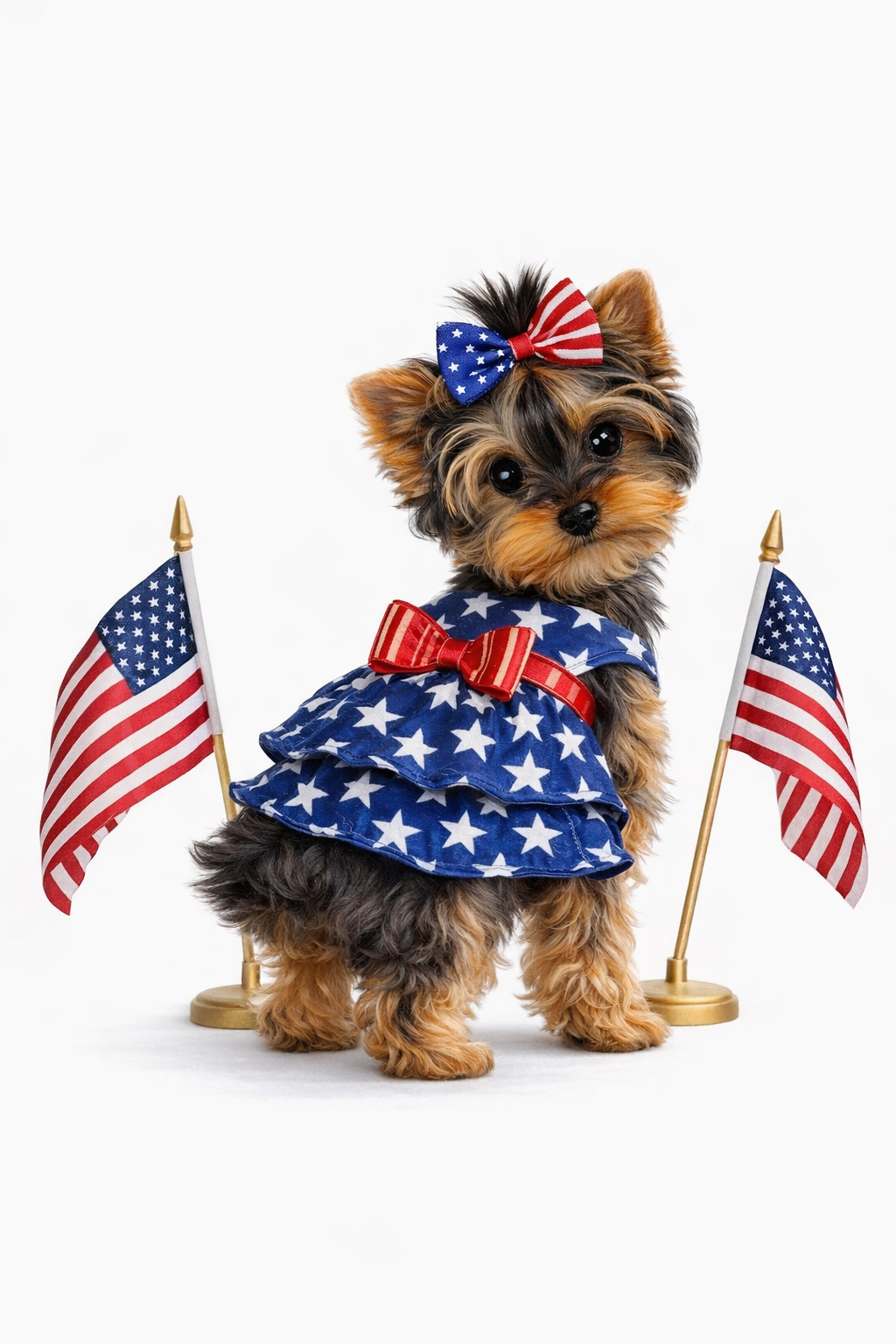 Sevyn & Hevyn Star Tiered Ruffle Dog Dress 4th of July Dog Clothes for Small Dogs Girl Patriotic Dog Summer Dress Pet Outfit Royal Blue Red White Small